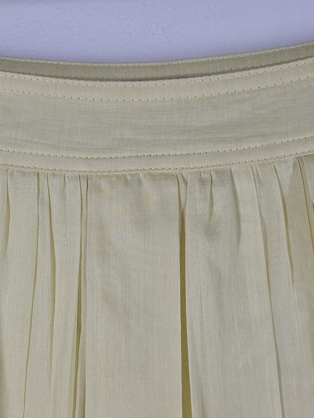 Burberry London Yellow Cotton Silk Trim Pleated Midi Skirt 10 Italy - Picture 10 of 14